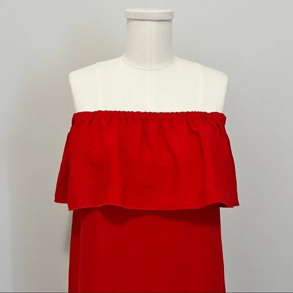 Aritzia Wilfred Neufchâtel Off Shoulder Ruffle Dress Red Mini Dress - Picture 7 of 16